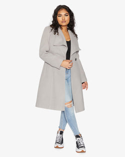 Waterfall Lapel Double Breasted Duster Coat