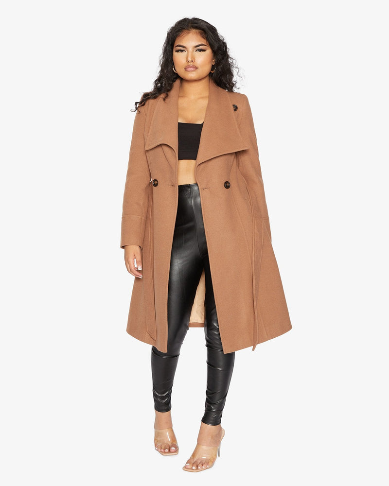 Waterfall Lapel Double Breasted Duster Coat