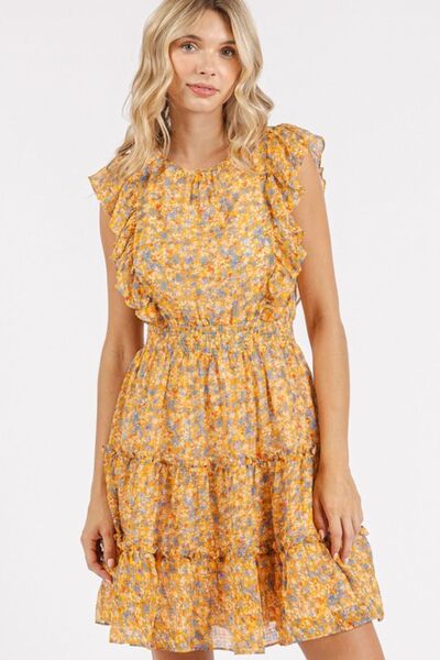 Mittoshop Ditsy Floral Print Ruffle Chiffon Mini Dress