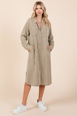 Mittoshop Button Down Long Sleeve Shirt Dress