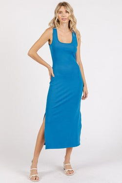 Mittoshop Side Slit Wide Strap Midi Tank Dress