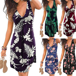 Large Size Dress Spring And Summer New Women Sexy V-Neck Print Dress