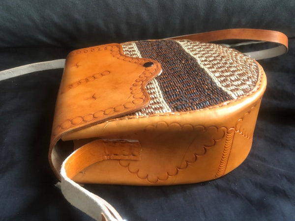 Kiondo African leather and sisal bodycross bag