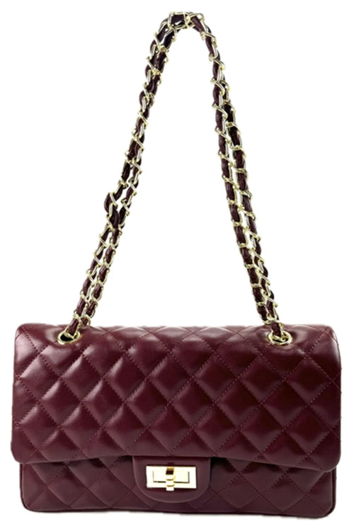 QUILTED FAUX LEATHER HAND BAG