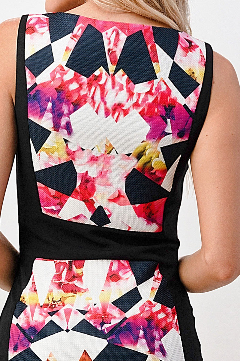 Geometric Floral Print Bodycon Dress