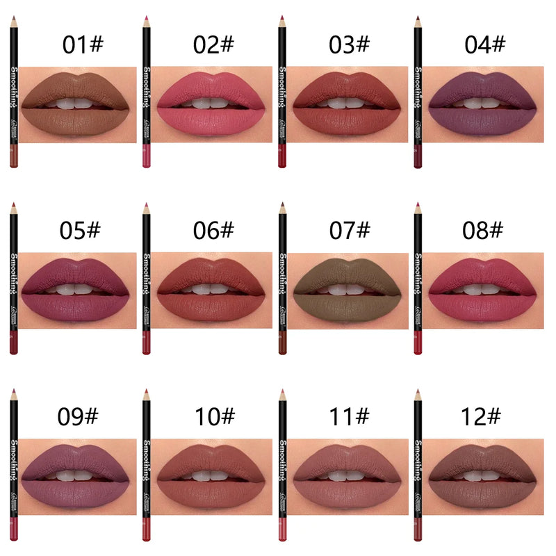 12 pcs Long-Lasting Lipstick Set with Professional Lip Liner Pencil and Matte Lip Gloss for Women Valentine's Day Gifts