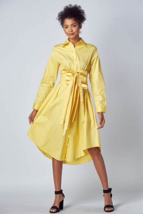 Shirt Dress With Tie Up Belt Detail