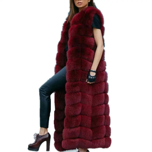 Winter Super Long Faux Fur Vest for Women Fluffy Fake Fur Coat Jacket