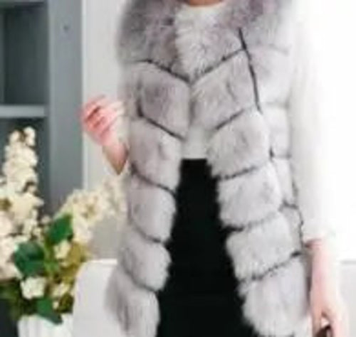 Winter Super Long Faux Fur Vest for Women Fluffy Fake Fur Coat Jacket