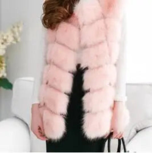 Winter Super Long Faux Fur Vest for Women Fluffy Fake Fur Coat Jacket