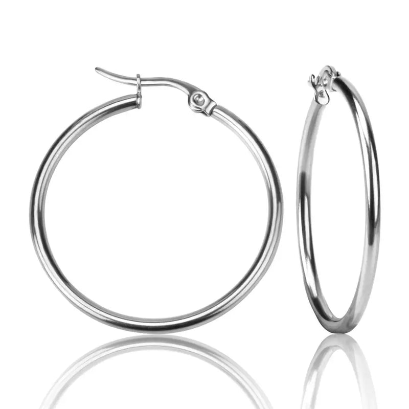 LUXUSTEEL Gold Color Stainless Steel Hoop Earrings For Women Men Big/Small Circle Round Ear Jewelry Bijoux Acier Inoxidable