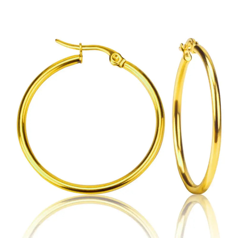 LUXUSTEEL Gold Color Stainless Steel Hoop Earrings For Women Men Big/Small Circle Round Ear Jewelry Bijoux Acier Inoxidable