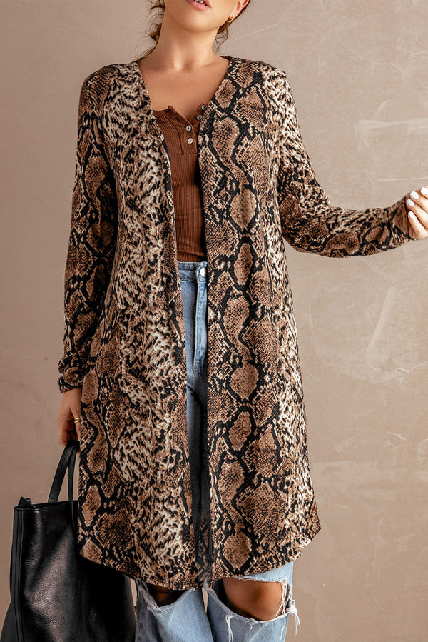 Fashion Snake Print Long Cardigan