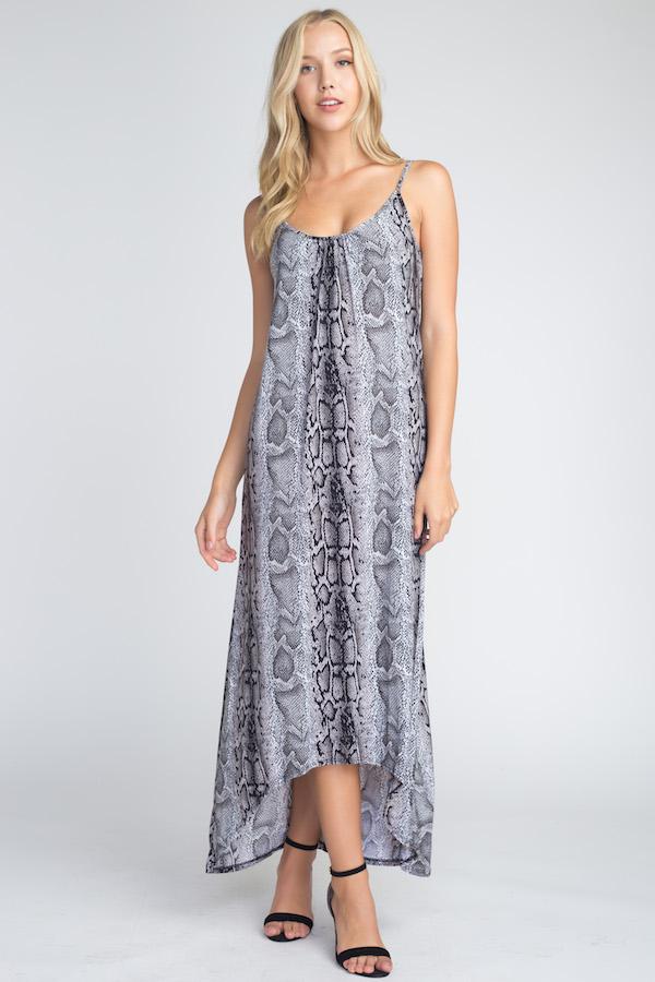 Women's Snakeskin Print Maxi Tank Dress