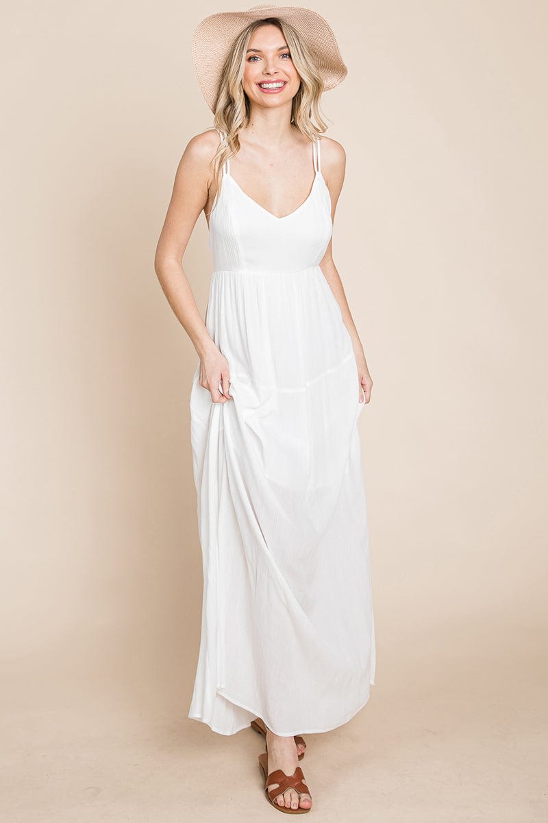 Beach Maxi Bridesmaid Dress with Criss Cross Back