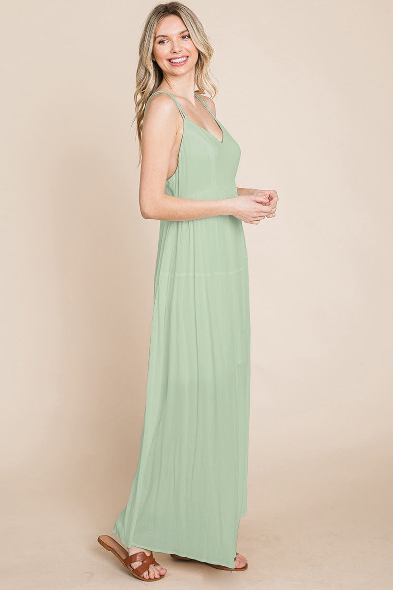 Beach Maxi Bridesmaid Dress with Criss Cross Back