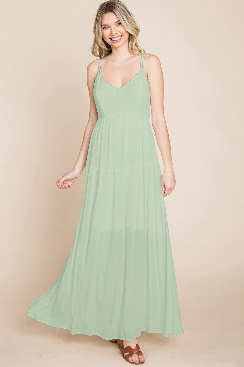 Beach Maxi Bridesmaid Dress with Criss Cross Back