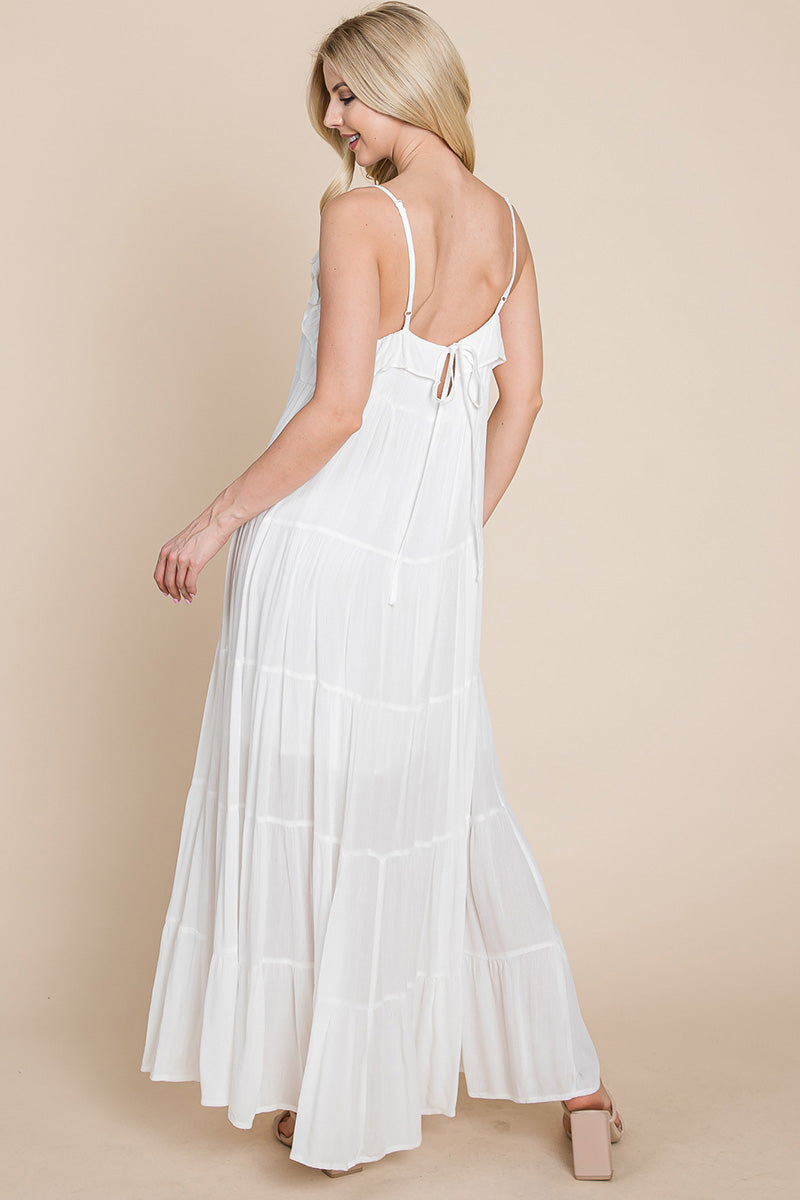 Tiered Tie Strap Cami Maxi Dress