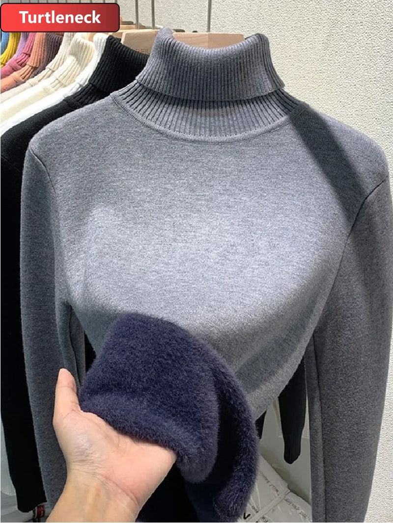 Velvet Turtleneck Sweater Women