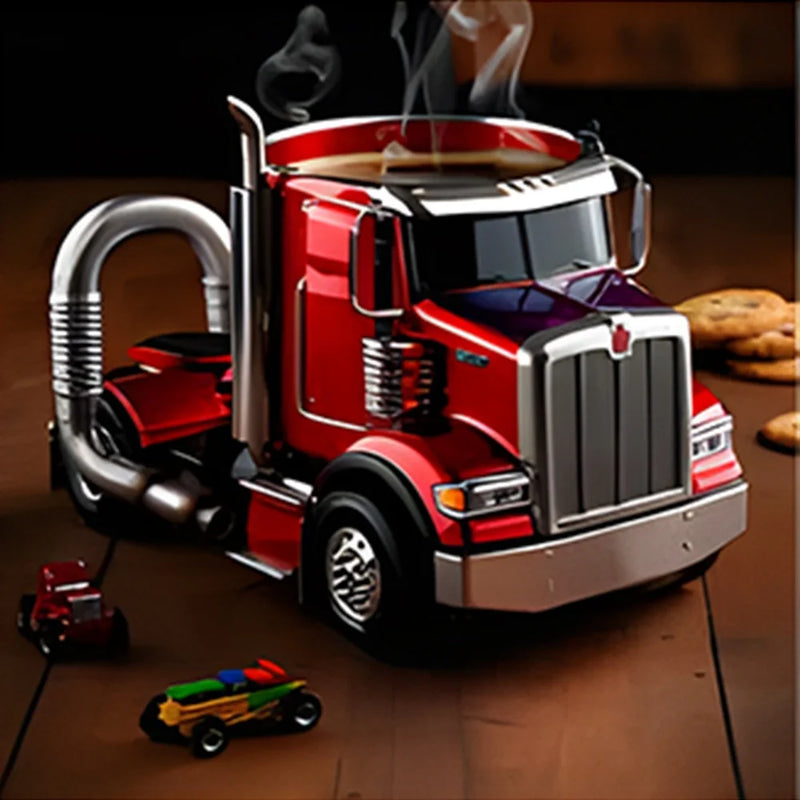 250MLCreative Truck Coffee Mug 11 OZ Semi-Trailer Cup Desktop Home Kitchen Semi-Trailer Truck Coffee Mug Ornament Collection