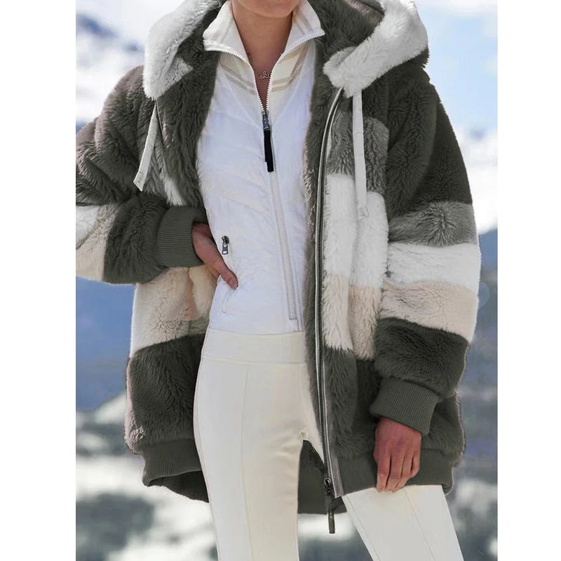 Ladies Jacket Spliced Thick Cashmere