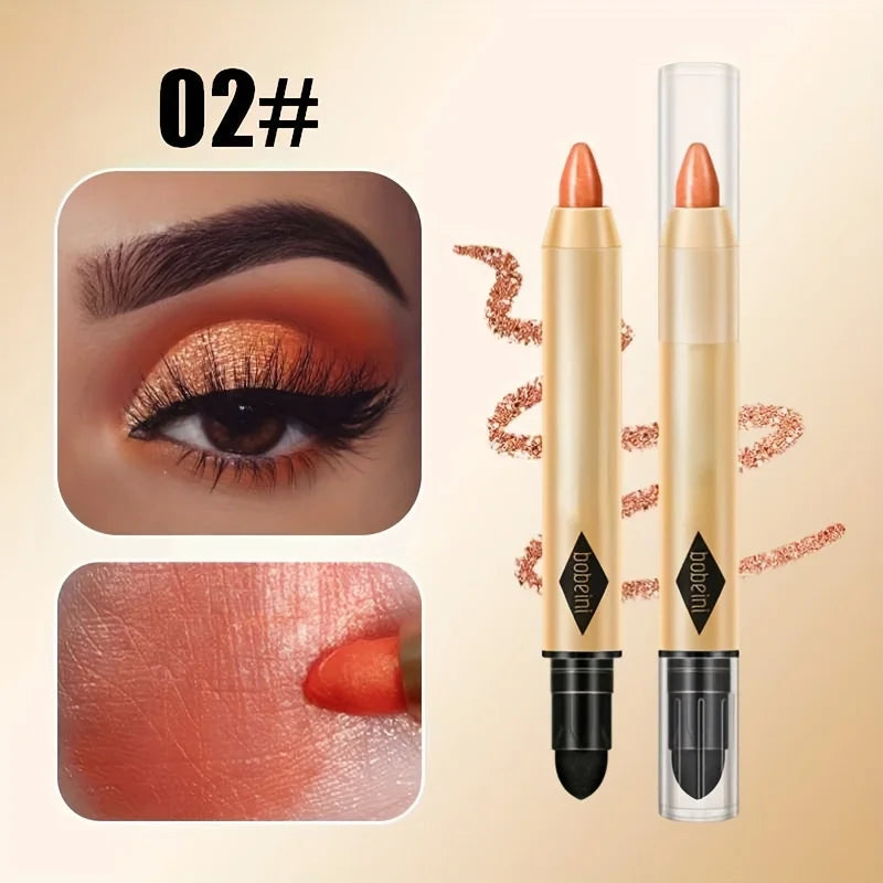 2 in 1 Pearly Eyeshadow Stick Pencil Waterproof Glitter Matte Eyeshadow Makeup High Pigmented Eyelid Under Crease Eyeshadow Pen