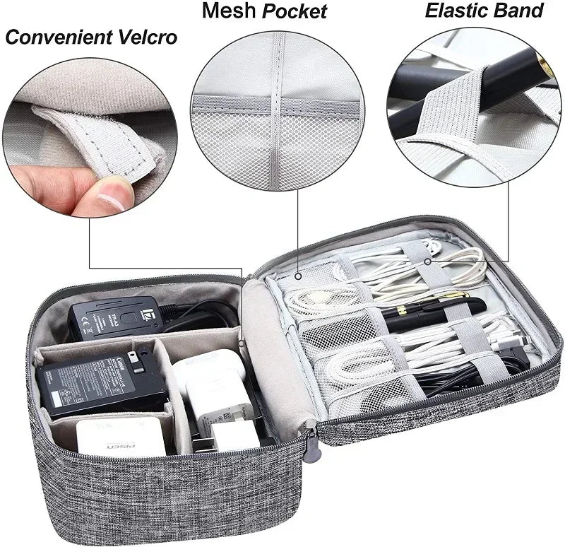 Multi-functional Large Capacity Waterproof Digital Electronic Organizer USB Data Line Charger Plug Headphone Travel Storage Bag