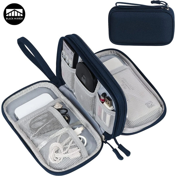 Travel Organizer Electronics Accessories Organizer Portable Waterproof Double Layers Storage for Cable Hard Disk Power Bank