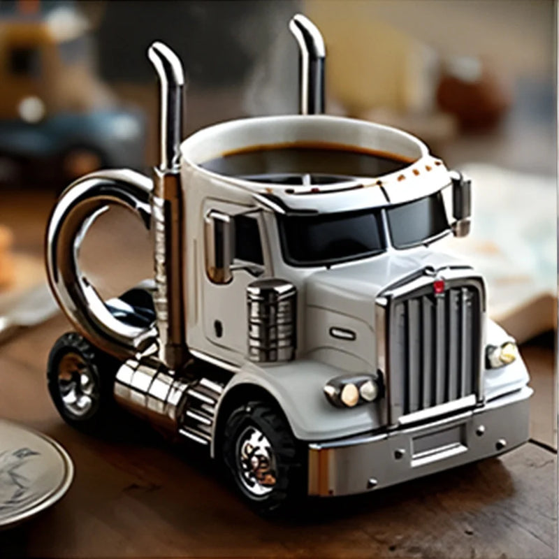 250MLCreative Truck Coffee Mug 11 OZ Semi-Trailer Cup Desktop Home Kitchen Semi-Trailer Truck Coffee Mug Ornament Collection