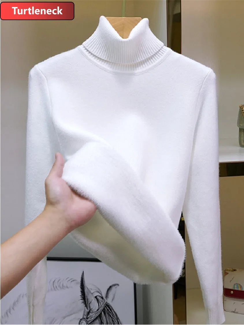 Velvet Turtleneck Sweater Women