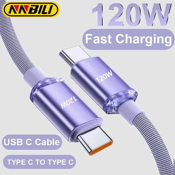 NNBILI 2024 NEW 120W USBA  To Type C To USBC Cable For iPhone 15 series PD Fast Charging USB C Data Cord For Xiaomi OPPO Samsung