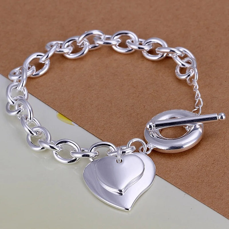 Noble 925 Sterling Silver Square Solid Chain Bracelet For Women Men Charm Party Gift Wedding Fashion Jewelry