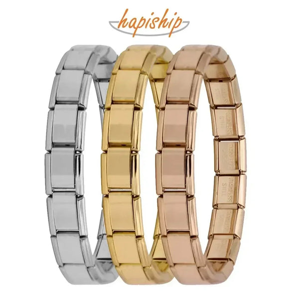 Hapiship New Women's Jewelry 9mm Width Itanlian Elastic Charm Bracelet Fashion Stainless Steel Bangle ST-