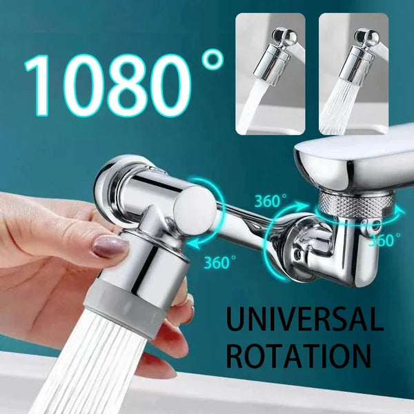 1080° Rotatable Extension Faucet Sprayer Head 2 Spray Modes Universal Bathroom Tap Extend Adapter Aerator