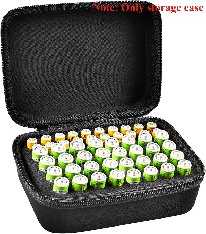 Hard Battery Organizer Storage Box Carrying Case Bag - Holds 32 x AA, 20 x AAA, Total 52 Batteries [Tester Not Included]