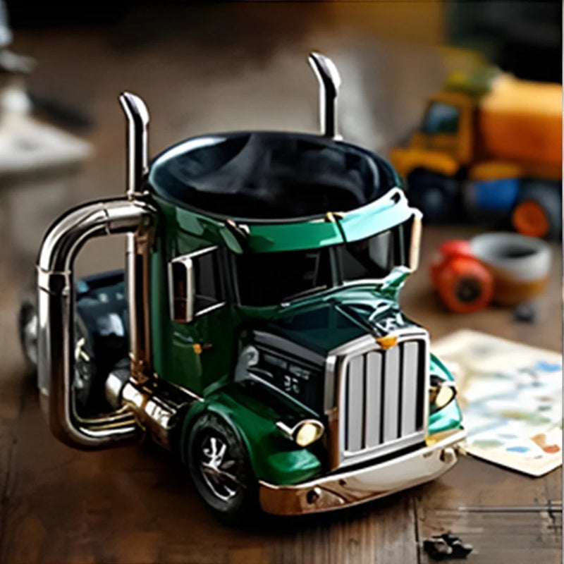 250MLCreative Truck Coffee Mug 11 OZ Semi-Trailer Cup Desktop Home Kitchen Semi-Trailer Truck Coffee Mug Ornament Collection