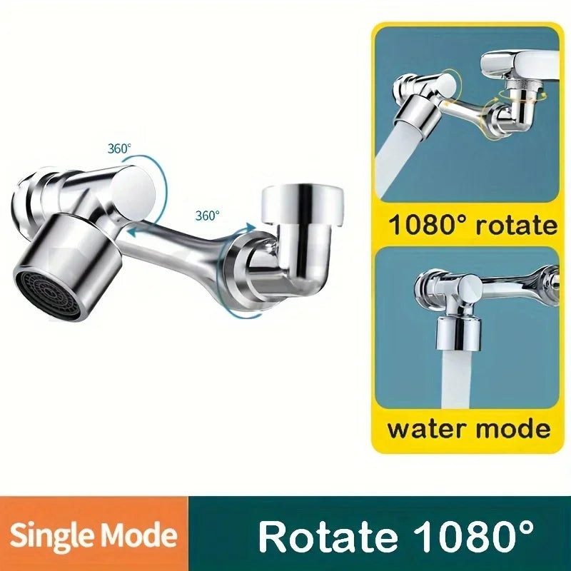 1080° Rotatable Extension Faucet Sprayer Head 2 Spray Modes Universal Bathroom Tap Extend Adapter Aerator