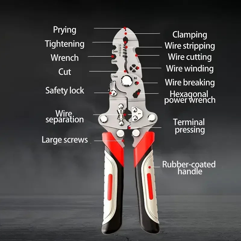 Crimper Cable Cutter Adjustable Automatic Wire Stripper Multifunctional Stripping Crimping Pliers Terminal Hand Tool