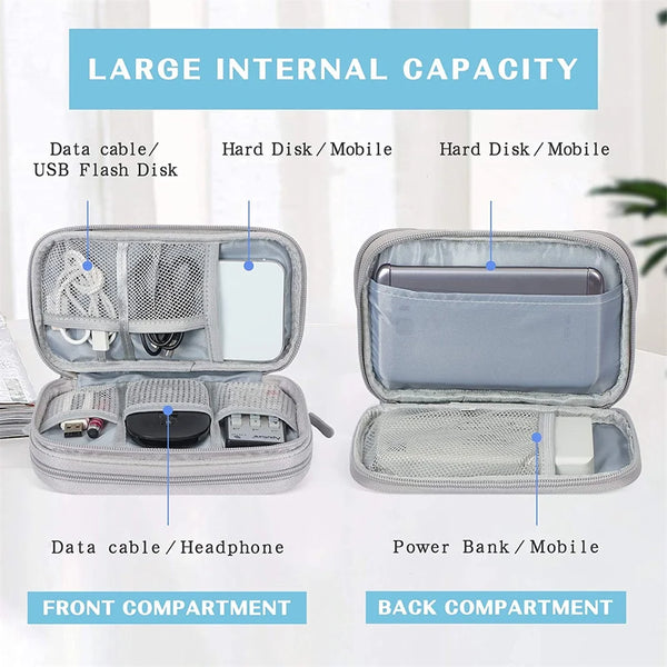 Travel Organizer Electronics Accessories Carrying Bag Portable Waterproof Double Layers All-in-One Storage Bags for Cable Wires