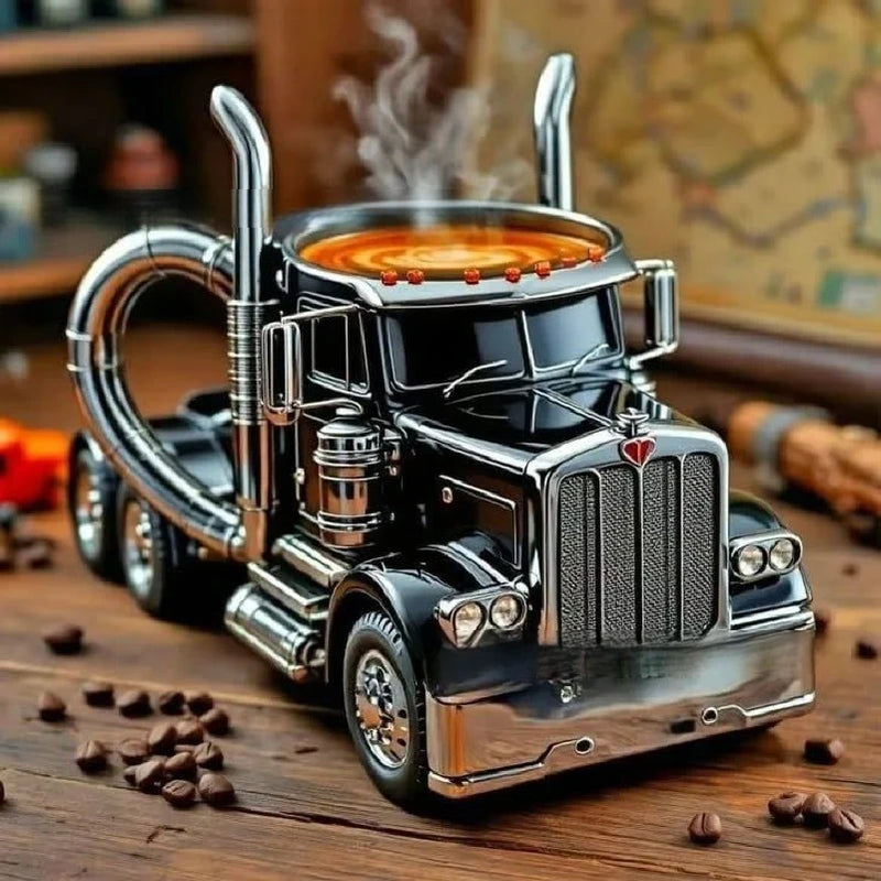 11 Ounces Semi-trailer Truck Shaped Mug Creative Desktop Home Kitchen Handcrafted Water Cups 1pcs Durable Coffee Cup Ornament