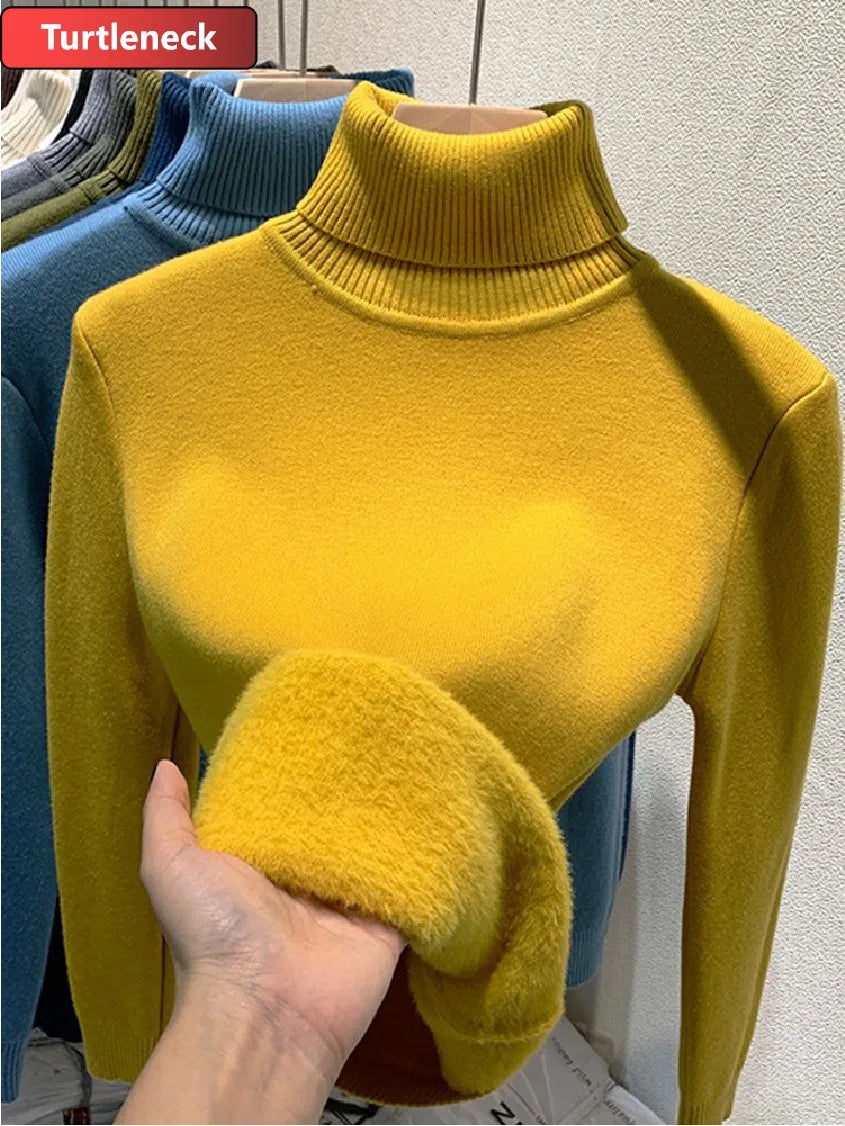 Velvet Turtleneck Sweater Women