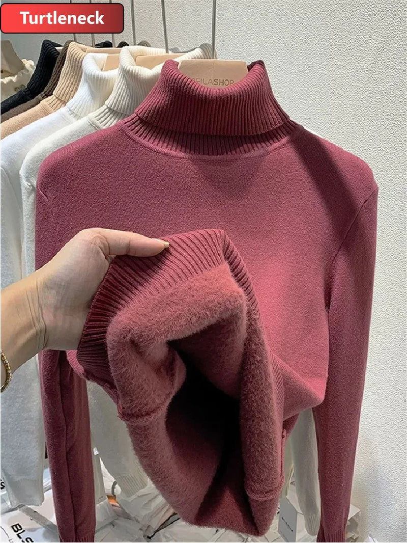 Velvet Turtleneck Sweater Women