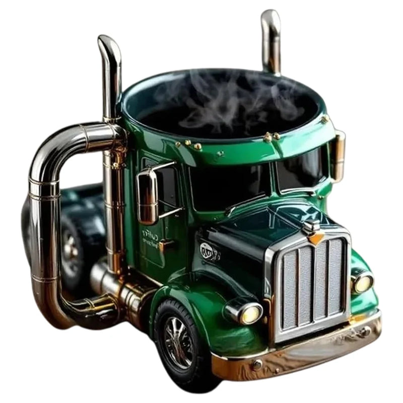 Semi-Truck Coffee Mugs Handcrafted Truck Coffee Mug Stainless Steel Creative Truck Coffee Cup Unique Semi Truck Shaped Mug Gifts