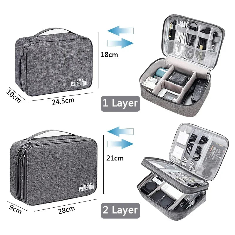 Multi-functional Large Capacity Waterproof Digital Electronic Organizer USB Data Line Charger Plug Headphone Travel Storage Bag