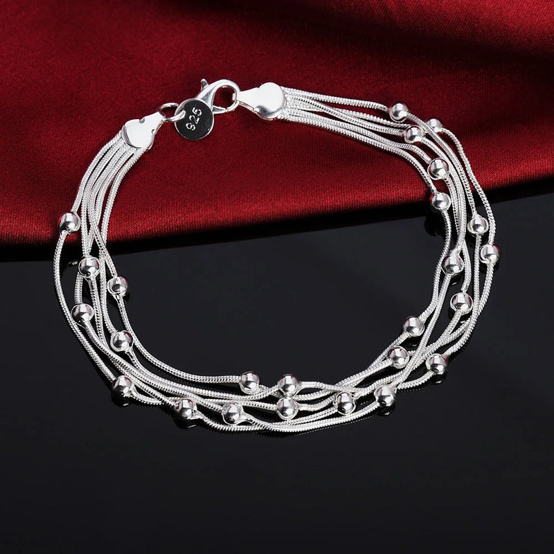 Noble 925 Sterling Silver Square Solid Chain Bracelet For Women Men Charm Party Gift Wedding Fashion Jewelry