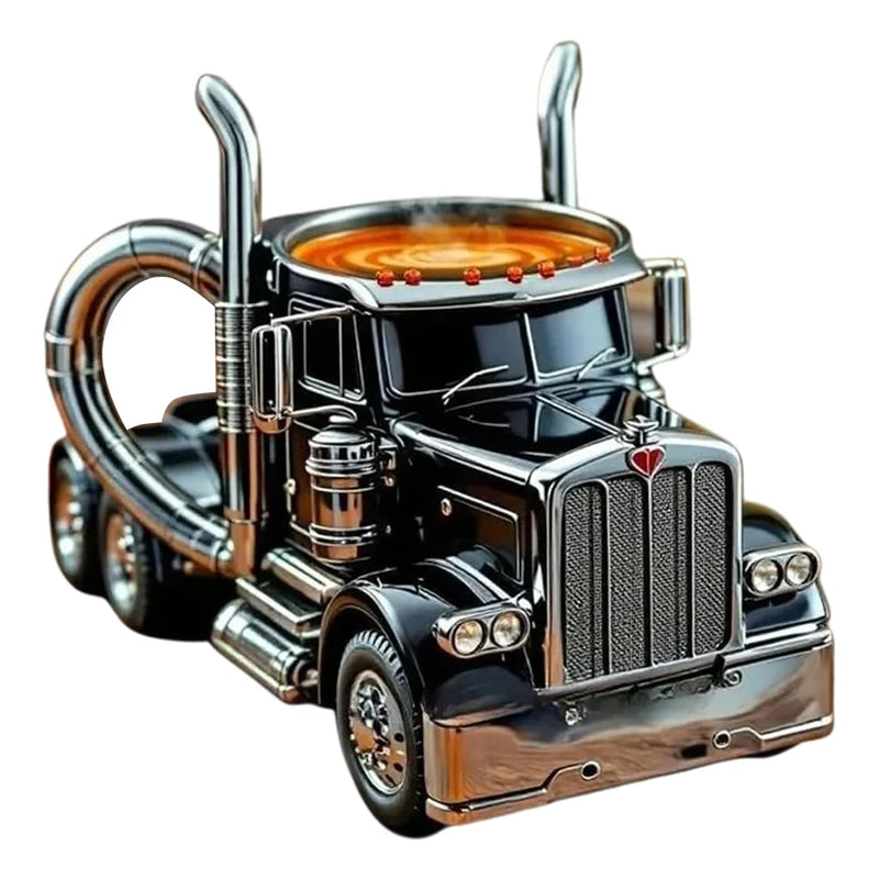 Semi-Truck Coffee Mugs Handcrafted Truck Coffee Mug Stainless Steel Creative Truck Coffee Cup Unique Semi Truck Shaped Mug Gifts