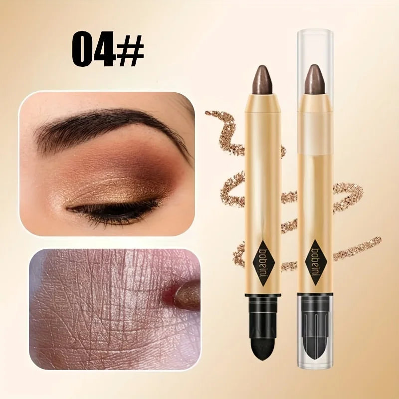 2 in 1 Pearly Eyeshadow Stick Pencil Waterproof Glitter Matte Eyeshadow Makeup High Pigmented Eyelid Under Crease Eyeshadow Pen