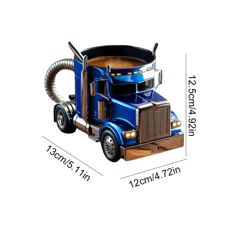 1Pc Durable Truck Coffee Mug Semi Truck Handcrafted Coffee Cup Semi-trailer Shaped 11 Ounces Semi-Truck Coffee Mugs For Men