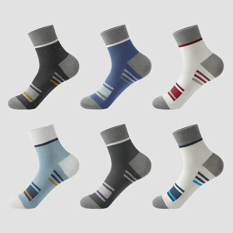 5Pairs Breathable Cotton Sports Stockings Men Bamboo Fiber Autumn and Winter Men Socks Sweat Absorption Deodorant Business Sox