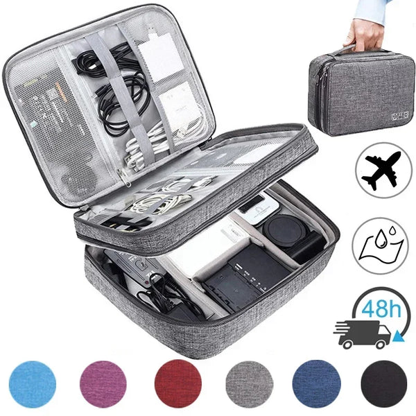 Multi-functional Large Capacity Waterproof Digital Electronic Organizer USB Data Line Charger Plug Headphone Travel Storage Bag